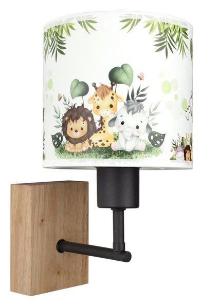 Brilagi - Nástěnná lampa BOBO WOOD 1xE27/25W/230V dub/černá/bílá/zelená/džungle