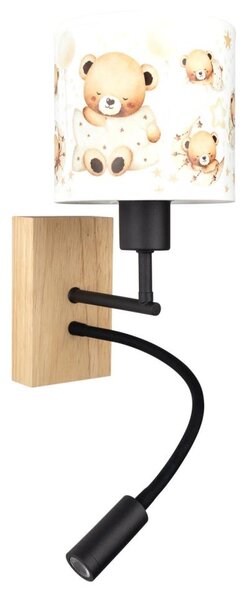Brilagi - LED Flex. lampa BOBO WOOD 1xE27/25W/230V + LED/3W dub/černá/bílá/medv