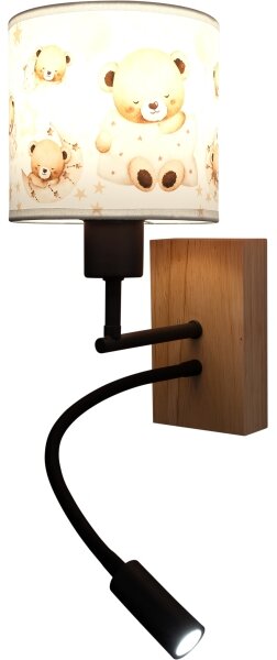 Brilagi - LED Flex. lampa BOBO WOOD 1xE27/25W/230V + LED/3W dub/černá/bílá/medv