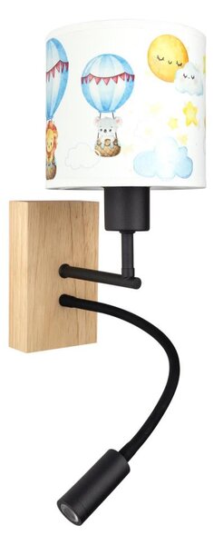 Brilagi - LED Flex. lampa BOBO WOOD 1xE27/25W/230V + LED/3W dub/černá/bílá/zvíř
