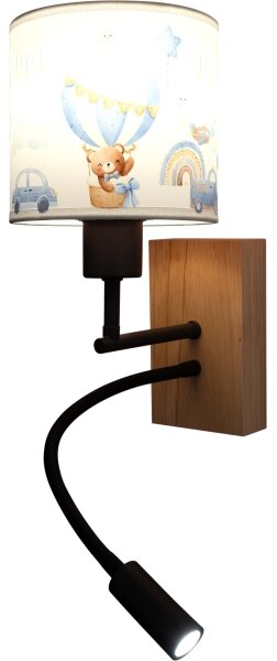 Brilagi-LED Flex. lampa BOBO WOOD 1xE27/25W/230V + LED/3W dub/čer./b./mod./medv