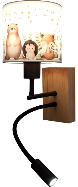 Brilagi - LED Flex. lampa BOBO WOOD 1xE27/25W/230V + LED/3W dub/černá/bílá/zvíř
