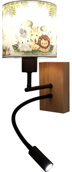 Brilagi-LED Flex. lampa BOBO WOOD 1xE27/25W/230V + LED/3W dub/čer./b./zel./džun