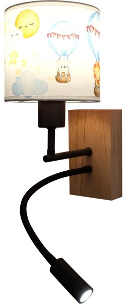 Brilagi - LED Flex. lampa BOBO WOOD 1xE27/25W/230V + LED/3W dub/černá/bílá/zvíř