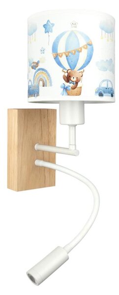Brilagi - LED Flex. lampa BOBO WOOD 1xE27/25W/230V + LED/3W dub/bílá/modrá/medv