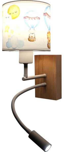 Brilagi - LED Flex. lampa BOBO WOOD 1xE27/25W/230V + LED/3W dub/bílá/zvířátka