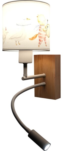 Brilagi - LED Flex. lampa BOBO WOOD 1xE27/25W/230V + LED/3W dub/bílá/zvířátka