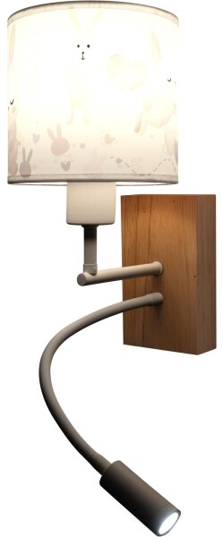 Brilagi - LED Flex. lampa BOBO WOOD 1xE27/25W/230V + LED/3W dub/bílá/králíčci