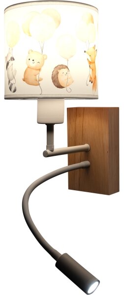 Brilagi - LED Flex. lampa BOBO WOOD 1xE27/25W/230V + LED/3W dub/bílá/zvířátka