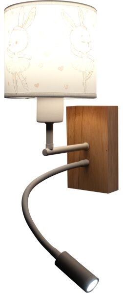 Brilagi - LED Flex. lampa BOBO WOOD 1xE27/25W/230V + LED/3W dub/bílá/králíčci