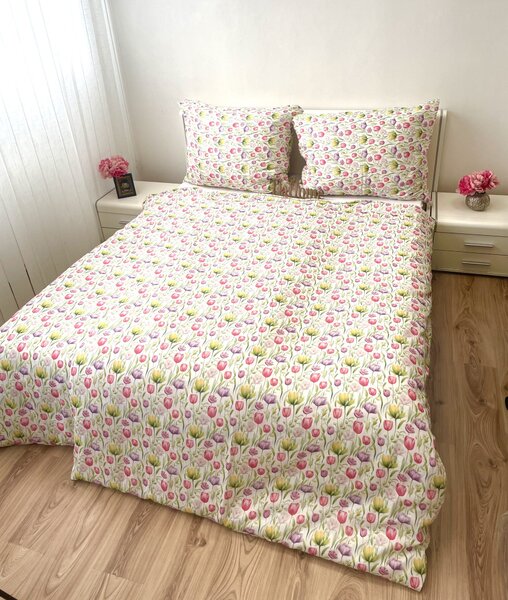 Mušelínové povlečení Tulipán 140x200cm+90x70cm TiaHome