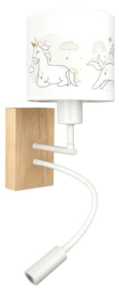Brilagi - LED Flex. lampa BOBO WOOD 1xE27/25W/230V + LED/3W dub/bílá/jednorožci