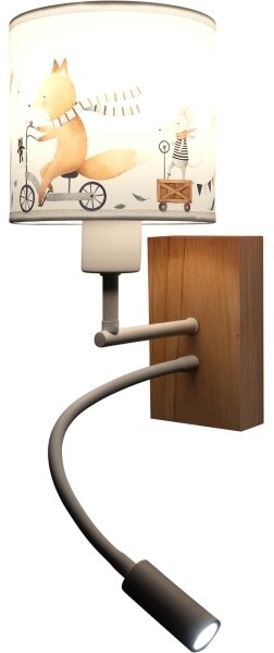 Brilagi - LED Flex. lampa BOBO WOOD 1xE27/25W/230V + LED/3W dub/bílá/zvířátka