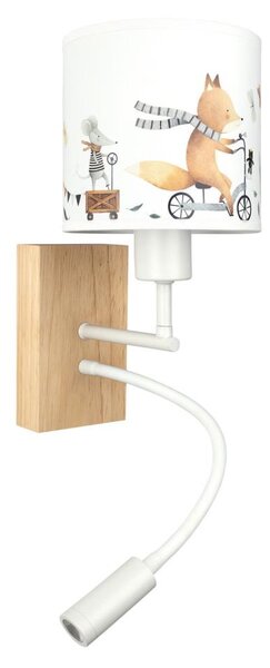 Brilagi - LED Flex. lampa BOBO WOOD 1xE27/25W/230V + LED/3W dub/bílá/zvířátka