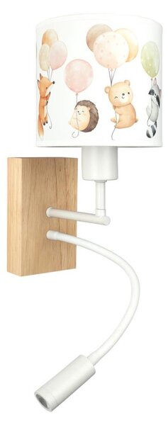 Brilagi - LED Flex. lampa BOBO WOOD 1xE27/25W/230V + LED/3W dub/bílá/zvířátka