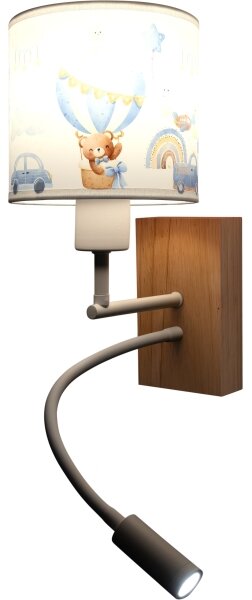 Brilagi - LED Flex. lampa BOBO WOOD 1xE27/25W/230V + LED/3W dub/bílá/modrá/medv