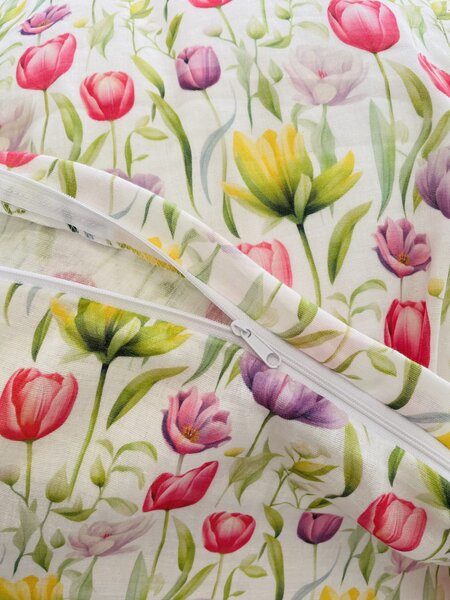 Mušelínové povlečení Tulipán 140x200cm+90x70cm TiaHome