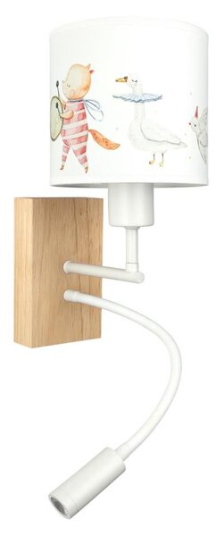 Brilagi - LED Flex. lampa BOBO WOOD 1xE27/25W/230V + LED/3W dub/bílá/zvířátka