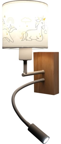 Brilagi - LED Flex. lampa BOBO WOOD 1xE27/25W/230V + LED/3W dub/bílá/jednorožci