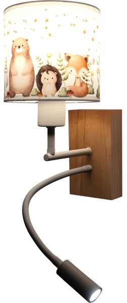 Brilagi - LED Flex. lampa BOBO WOOD 1xE27/25W/230V + LED/3W dub/bílá/zvířátka