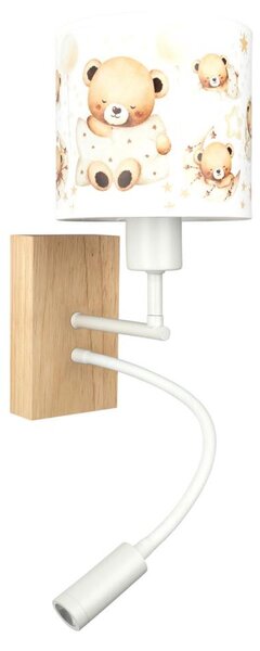 Brilagi - LED Flex. lampa BOBO WOOD 1xE27/25W/230V + LED/3W dub/bílá/medvídci