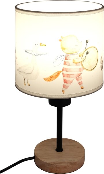 Brilagi - Stolní lampa BOBO WOOD 1xE27/25W/230V dub/černá/bílá/zvířátka