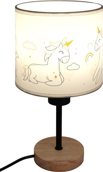 Brilagi - Stolní lampa BOBO WOOD 1xE27/25W/230V dub/černá/bílá/jednorožci