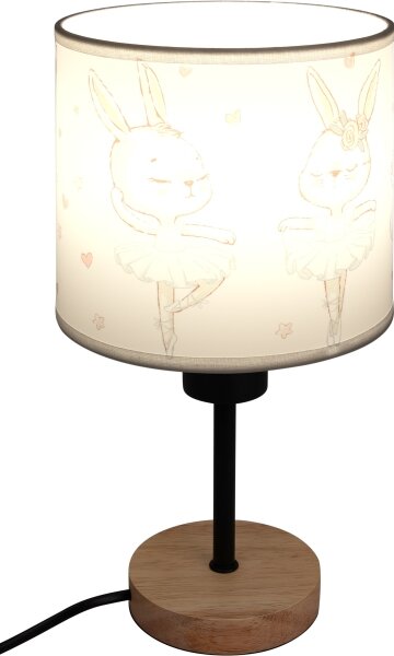 Brilagi - Stolní lampa BOBO WOOD 1xE27/25W/230V dub/černá/bílá/králíčci