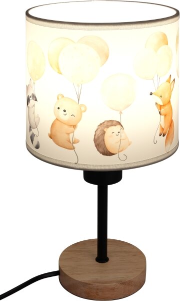 Brilagi - Stolní lampa BOBO WOOD 1xE27/25W/230V dub/černá/bílá/zvířátka