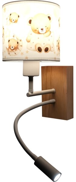 Brilagi - LED Flex. lampa BOBO WOOD 1xE27/25W/230V + LED/3W dub/bílá/medvídci