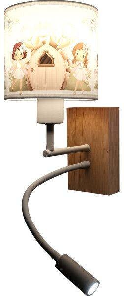 Brilagi - LED Flex. lampa BOBO WOOD 1xE27/25W/230V + LED/3W dub/bílá/růžová/víly