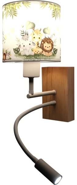 Brilagi - LED Flex. lampa BOBO WOOD 1xE27/25W/230V + LED/3W dub/bílá/zel./džun