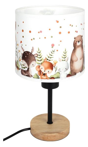 Brilagi - Stolní lampa BOBO WOOD 1xE27/25W/230V dub/černá/bílá/zvířátka