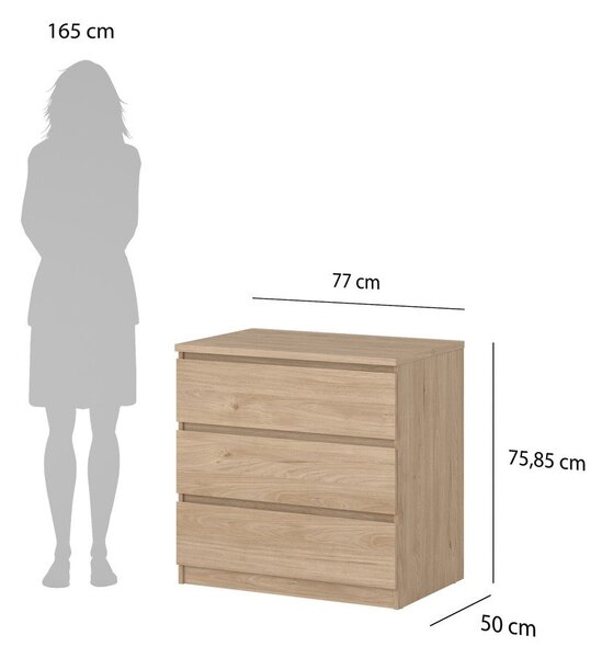 Komoda v dekoru dubu v přírodní barvě 77x76x50 cm Naia – Tvilum