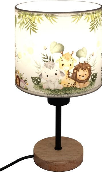 Brilagi - Stolní lampa BOBO WOOD 1xE27/25W/230V dub/černá/bílá/zelená/džungle