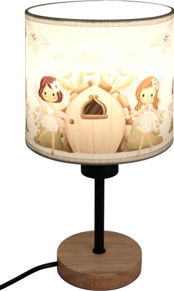 Brilagi - Stolní lampa BOBO WOOD 1xE27/25W/230V dub/černá/bílá/růžová/víly