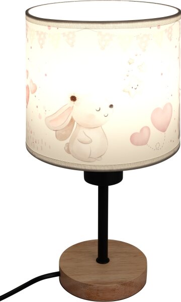 Brilagi - Stolní lampa BOBO WOOD 1xE27/25W/230V dub/černá/krémová/králíčci