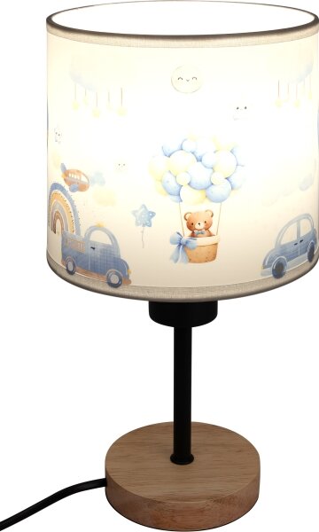 Brilagi - Stolní lampa BOBO WOOD 1xE27/25W/230V dub/černá/bílá/modrá/medvídci