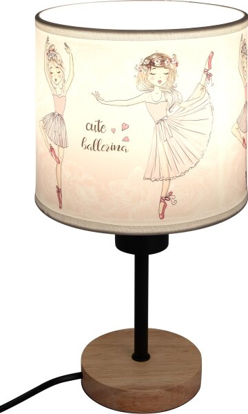 Brilagi - Stolní lampa BOBO WOOD 1xE27/25W/230V dub/černá/bílá/růžová/baletky