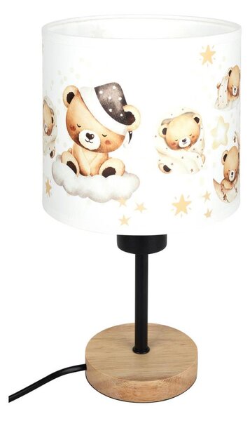 Brilagi - Stolní lampa BOBO WOOD 1xE27/25W/230V dub/černá/bílá/medvídci