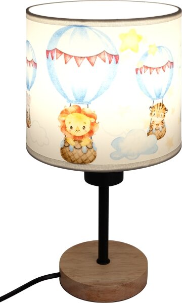 Brilagi - Stolní lampa BOBO WOOD 1xE27/25W/230V dub/černá/bílá/zvířátka
