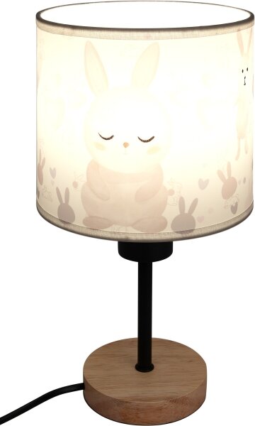 Brilagi - Stolní lampa BOBO WOOD 1xE27/25W/230V dub/černá/bílá/králíčci