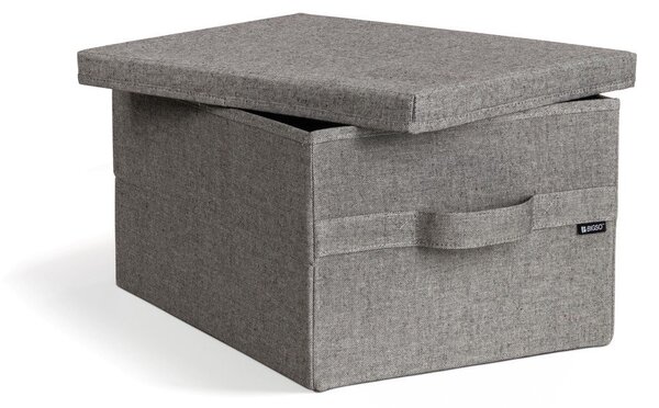 Šedý látkový úložný box s víkem 31x41x22 cm Soft Storage Medium – Bigso