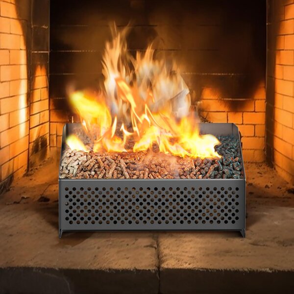 Pelletový koš kovový - 30 x 25 x 17 cm - Pro krbová kamna - Železo - Velká kapacita - Ventilační konstrukce