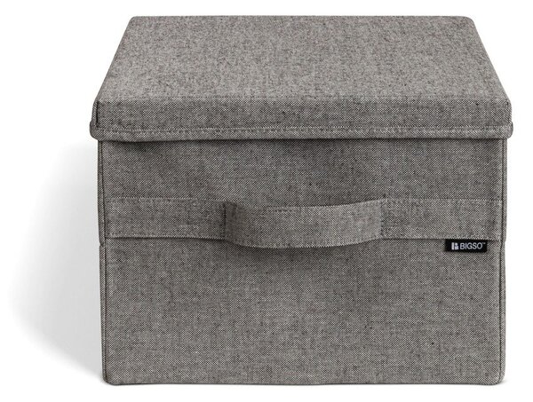 Šedý látkový úložný box s víkem 31x41x22 cm Soft Storage Medium – Bigso