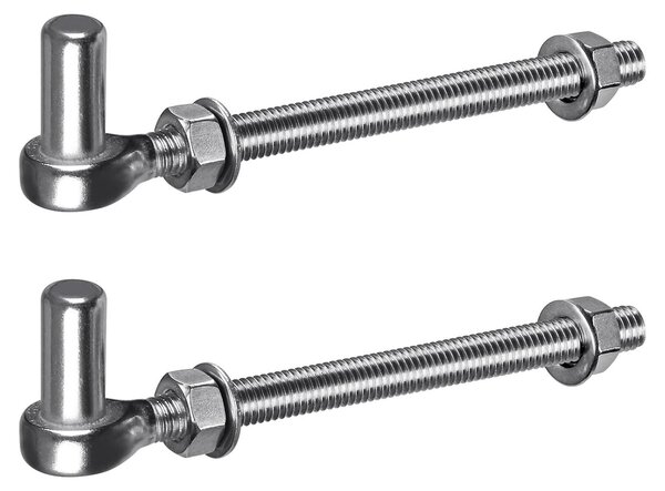 Pant pro bránu, typ J, z nerezové oceli 304, M12 x 200 mm, 2 kusy, určené pro ploty z pletiva, dřevěné ploty a sloupky