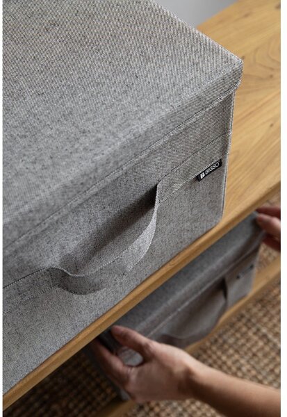 Šedý látkový úložný box s víkem 31x41x22 cm Soft Storage Medium – Bigso