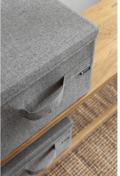 Šedý látkový úložný box s víkem 31x41x22 cm Soft Storage Medium – Bigso