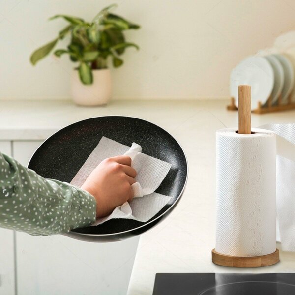 Dřevěný stojan na papírové utěrky v přírodní barvě ø 12 cm Soka – Premier Housewares