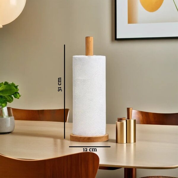 Dřevěný stojan na papírové utěrky v přírodní barvě ø 12 cm Soka – Premier Housewares
